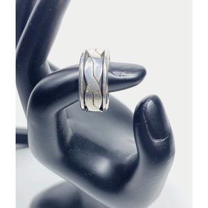 Unisex Celtic Braided Rope Oxidized Sterling Silver Spinner Ring Size 10 By AE